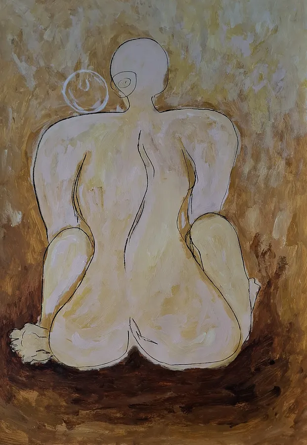 Зображення "Iam here, look at me" від Daria Habich, розмір: 70х100 cm, матеріали: acrylic, coal, varnish, cardstock, медіум: Mixed media on Cardstock, місто: Ukraine, серія: Soul´s & Body´s, ціна: €890